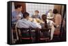 Family Eating Together at Dinner Table-William P. Gottlieb-Framed Stretched Canvas