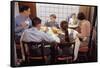 Family Eating Together at Dinner Table-William P. Gottlieb-Framed Stretched Canvas