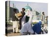 Family Feeding the Famous White Pigeons, Mazar-I-Sharif, Afghanistan-Jane Sweeney-Stretched Canvas