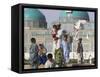 Family Feeding the Famous White Pigeons, Shrine of Hazrat Ali, Mazar-I-Sharif, Afghanistan-Jane Sweeney-Framed Stretched Canvas