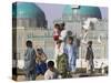 Family Feeding the Famous White Pigeons, Shrine of Hazrat Ali, Mazar-I-Sharif, Afghanistan-Jane Sweeney-Stretched Canvas