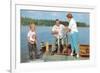 Family Fishing on Midwestern Lake, Retro-null-Framed Premium Giclee Print