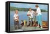 Family Fishing on the Lake-null-Framed Stretched Canvas