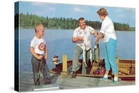 Family Fishing on the Lake-null-Stretched Canvas