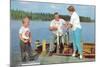 Family Fishing on the Lake-null-Mounted Art Print
