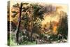 Family Fleeing a Forest Fire in the Maine Woods, 1850s-null-Stretched Canvas