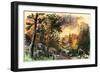 Family Fleeing a Forest Fire in the Maine Woods, 1850s-null-Framed Giclee Print