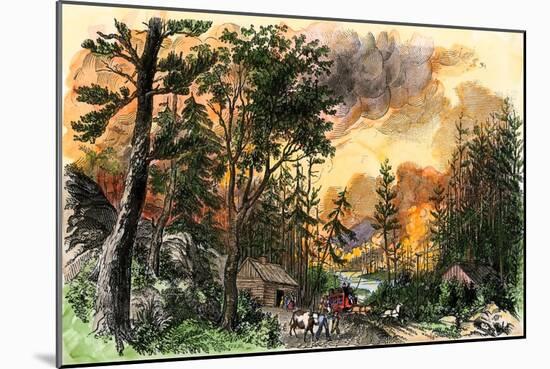 Family Fleeing a Forest Fire in the Maine Woods, 1850s-null-Mounted Giclee Print