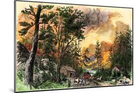 Family Fleeing a Forest Fire in the Maine Woods, 1850s-null-Mounted Giclee Print