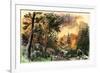 Family Fleeing a Forest Fire in the Maine Woods, 1850s-null-Framed Giclee Print