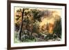 Family Fleeing a Forest Fire in the Maine Woods, 1850s-null-Framed Giclee Print