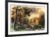 Family Fleeing a Forest Fire in the Maine Woods, 1850s-null-Framed Giclee Print