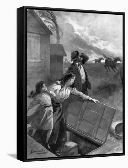 Family Flees from Tornado, 1903-G. Amato-Framed Stretched Canvas