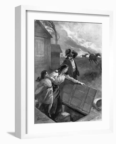 Family Flees from Tornado, 1903-G. Amato-Framed Art Print