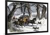 Family Going to a Christmas Party by Horse-Drawn Sleigh, England, 1850s-null-Framed Premium Giclee Print