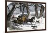 Family Going to a Christmas Party by Horse-Drawn Sleigh, England, 1850s-null-Framed Giclee Print