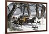 Family Going to a Christmas Party by Horse-Drawn Sleigh, England, 1850s-null-Framed Giclee Print