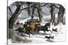 Family Going to a Christmas Party by Horse-Drawn Sleigh, England, 1850s-null-Stretched Canvas