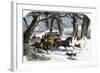 Family Going to a Christmas Party by Horse-Drawn Sleigh, England, 1850s-null-Framed Giclee Print