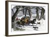 Family Going to a Christmas Party by Horse-Drawn Sleigh, England, 1850s-null-Framed Giclee Print