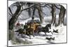 Family Going to a Christmas Party by Horse-Drawn Sleigh, England, 1850s-null-Mounted Giclee Print