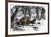 Family Going to a Christmas Party by Horse-Drawn Sleigh, England, 1850s-null-Framed Giclee Print