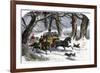 Family Going to a Christmas Party by Horse-Drawn Sleigh, England, 1850s-null-Framed Giclee Print