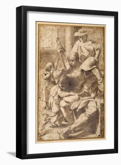 Family Group in an Interior-Pietro Faccini-Framed Giclee Print