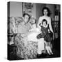 Family Group in their Living Room, Ca. 1958-null-Stretched Canvas