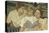 Family Group Reading-Mary Cassatt-Stretched Canvas