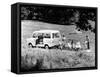 Family Group with a 1968 Ford Explorer Camper Van, (1968)-null-Framed Stretched Canvas