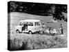 Family Group with a 1968 Ford Explorer Camper Van, (1968)-null-Stretched Canvas