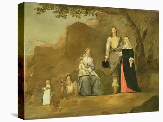 Family Group with a Dog and Goat in a Mountainous Landscape-Gerard ter Borch-Stretched Canvas