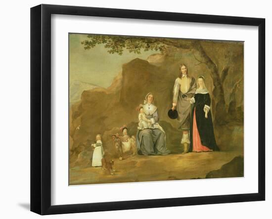 Family Group with a Dog and Goat in a Mountainous Landscape-Gerard ter Borch-Framed Giclee Print