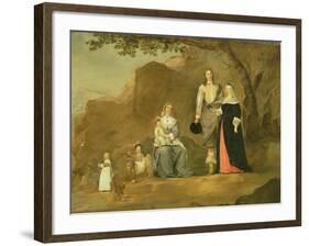 Family Group with a Dog and Goat in a Mountainous Landscape-Gerard ter Borch-Framed Giclee Print