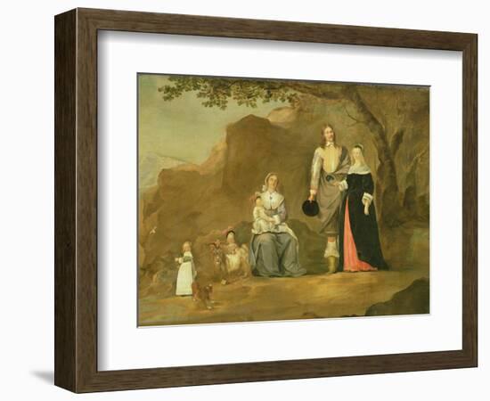 Family Group with a Dog and Goat in a Mountainous Landscape-Gerard ter Borch-Framed Giclee Print