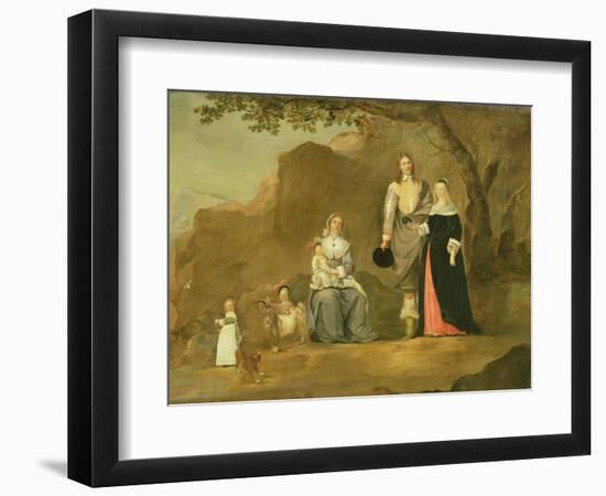 Family Group with a Dog and Goat in a Mountainous Landscape-Gerard ter Borch-Framed Giclee Print