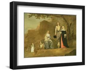 Family Group with a Dog and Goat in a Mountainous Landscape-Gerard ter Borch-Framed Giclee Print