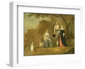 Family Group with a Dog and Goat in a Mountainous Landscape-Gerard ter Borch-Framed Giclee Print