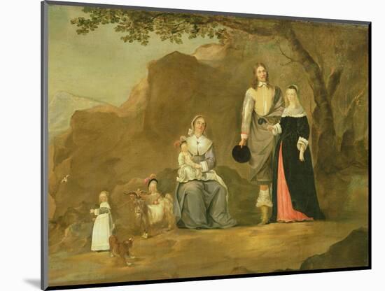 Family Group with a Dog and Goat in a Mountainous Landscape-Gerard ter Borch-Mounted Giclee Print