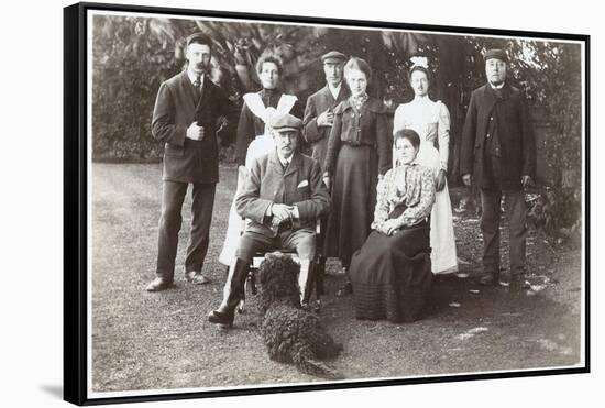Family Group with Black Poodle in a Garden-null-Framed Stretched Canvas