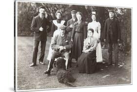 Family Group with Black Poodle in a Garden-null-Stretched Canvas