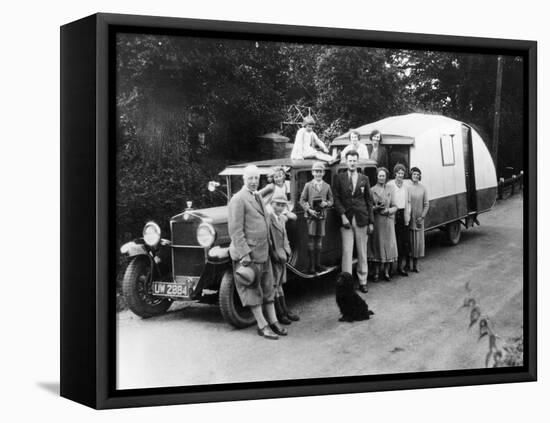 Family Group with their 1930 Fiat Towing a Caravan, (C1930)-null-Framed Stretched Canvas