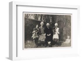 Family Group with Two Dogs in a Garden-null-Framed Photographic Print