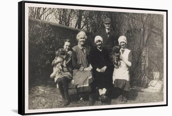 Family Group with Two Dogs in a Garden-null-Framed Stretched Canvas