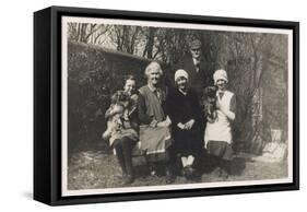 Family Group with Two Dogs in a Garden-null-Framed Stretched Canvas