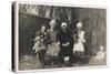 Family Group with Two Dogs in a Garden-null-Stretched Canvas