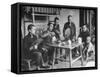 Family Having Tea in Courtyard-Carl Mydans-Framed Stretched Canvas