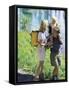 Family Hiking by a Pond-null-Framed Stretched Canvas