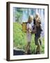 Family Hiking by a Pond-null-Framed Photographic Print